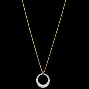 Joan Rivers Gold Tone Rope Chain Necklace W/Two Sided Open Circle Pendant (4206)